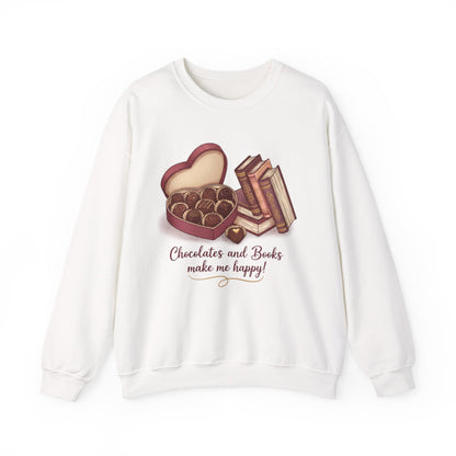 Chocolates and Books crewneck sweatshirt | Book Lover Chocolate Illustration Valentines Day