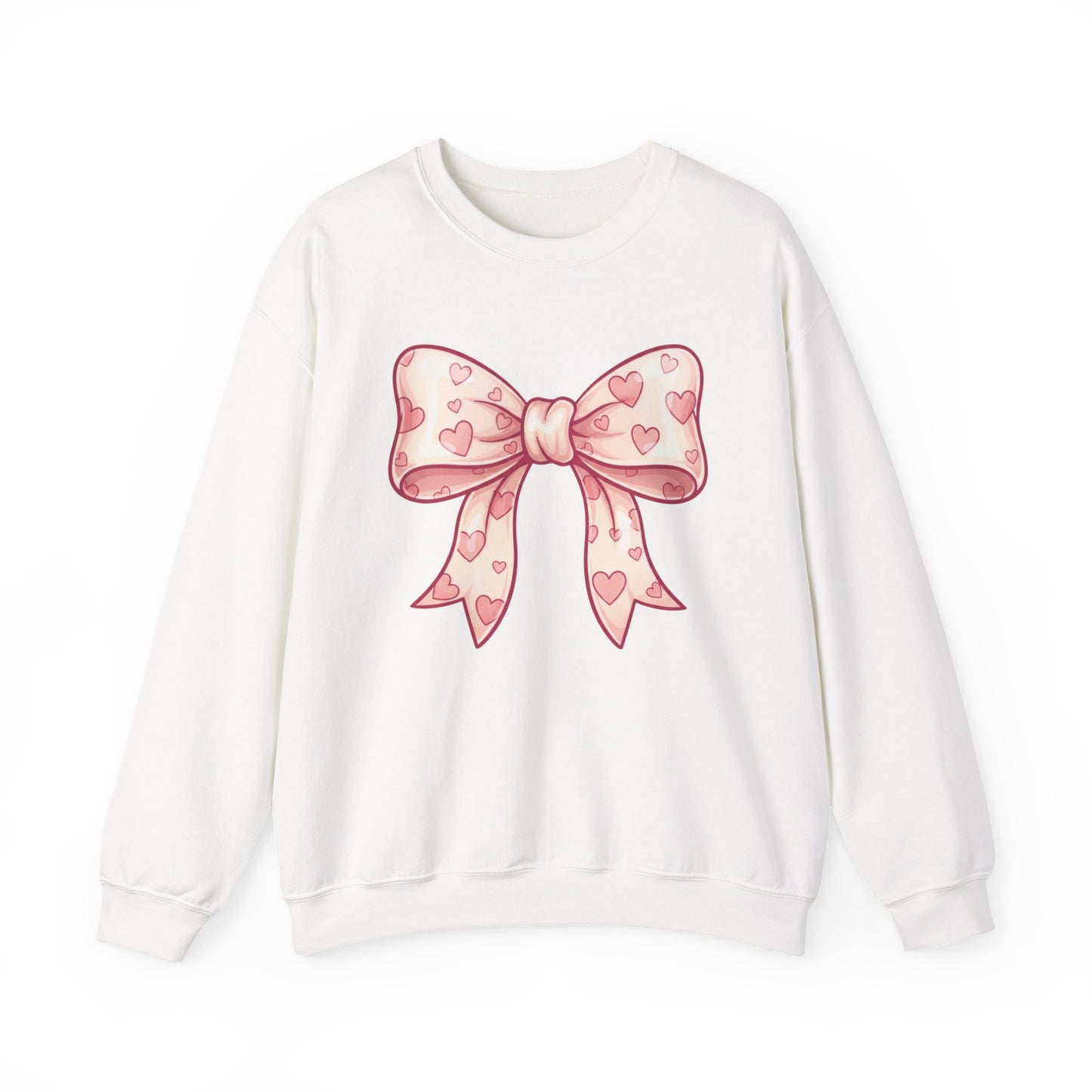 Pink Heart Bow Sweatshirt | Cute Ribbon Graphic Crewneck valentines day