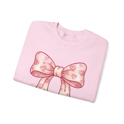 Pink Heart Bow Sweatshirt | Cute Ribbon Graphic Crewneck valentines day