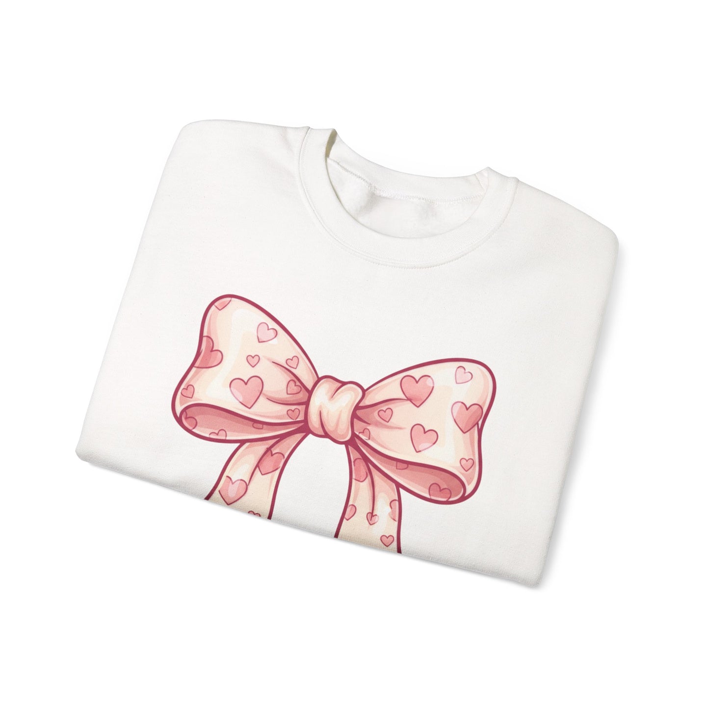 Pink Heart Bow Sweatshirt | Cute Ribbon Graphic Crewneck valentines day