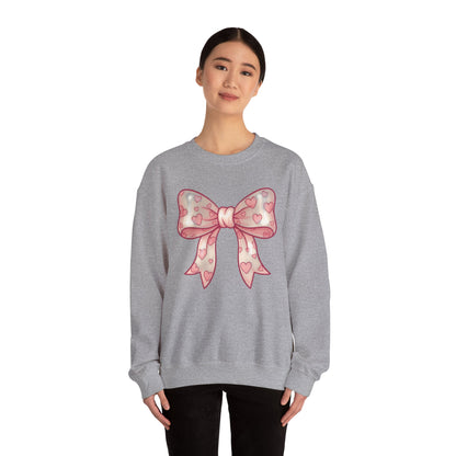 Pink Heart Bow Sweatshirt | Cute Ribbon Graphic Crewneck valentines day