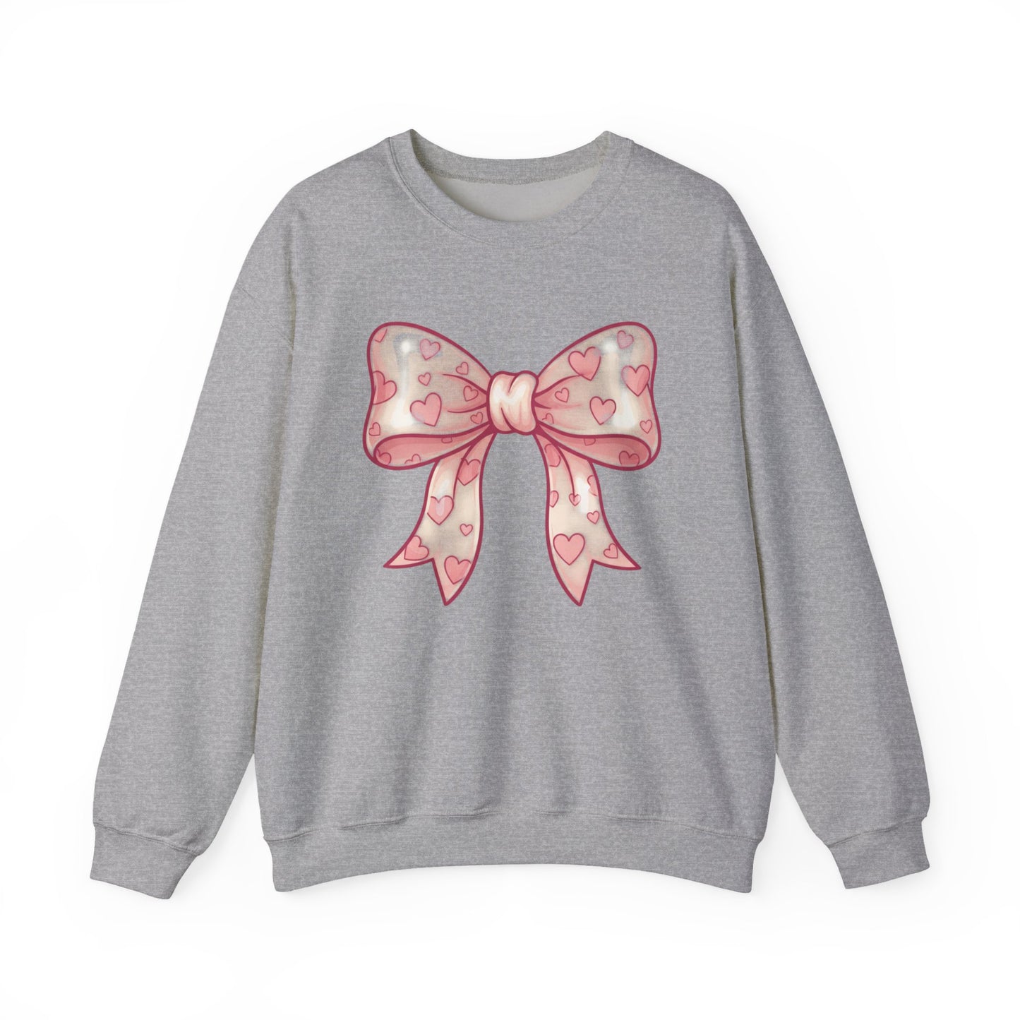 Pink Heart Bow Sweatshirt | Cute Ribbon Graphic Crewneck valentines day
