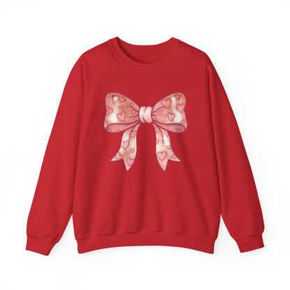Pink Heart Bow Sweatshirt | Cute Ribbon Graphic Crewneck valentines day