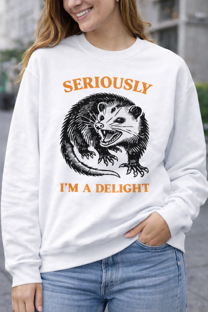 Angry Opossum Crewneck Sweatshirt — Funny Angry Possum Graphic