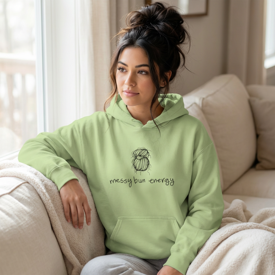 Messy Bun Energy Hoodie | Funny Messy Bun Sweatshirt Style