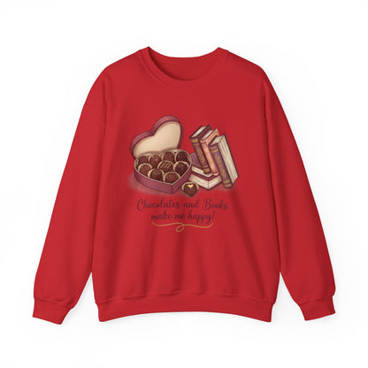 Chocolates and Books crewneck sweatshirt | Book Lover Chocolate Illustration Valentines Day