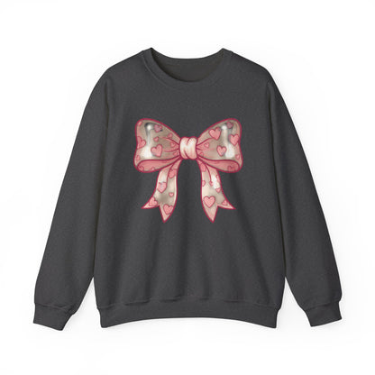 Pink Heart Bow Sweatshirt | Cute Ribbon Graphic Crewneck valentines day