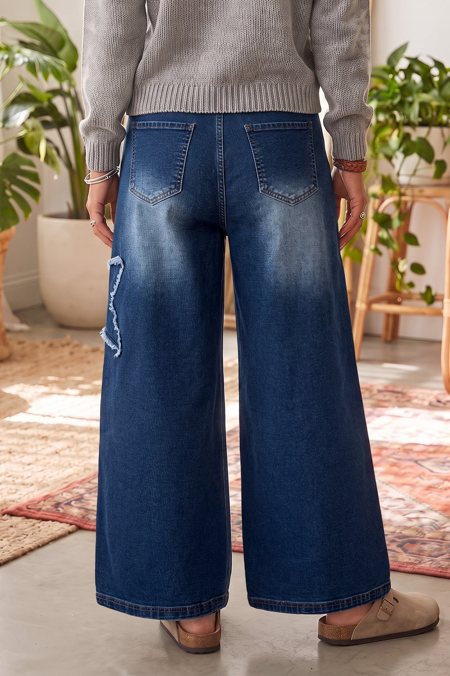 Ashleigh Blue Star Decorated Wide Leg Jeans