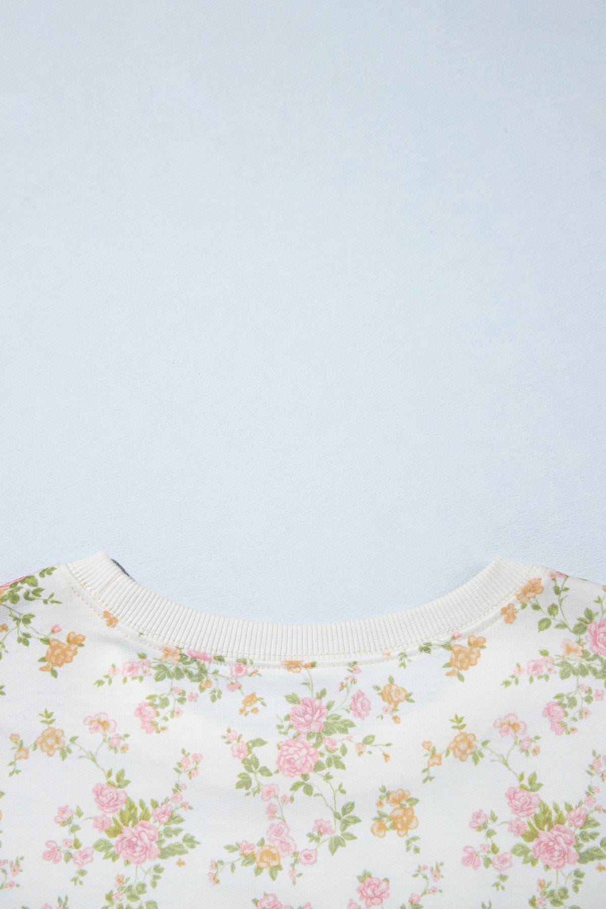 Beige Floral Print Long Sleeve Shift Top Pocketed Shorts 2pcs Set