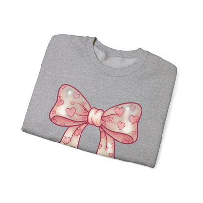 Pink Heart Bow Sweatshirt | Cute Ribbon Graphic Crewneck valentines day