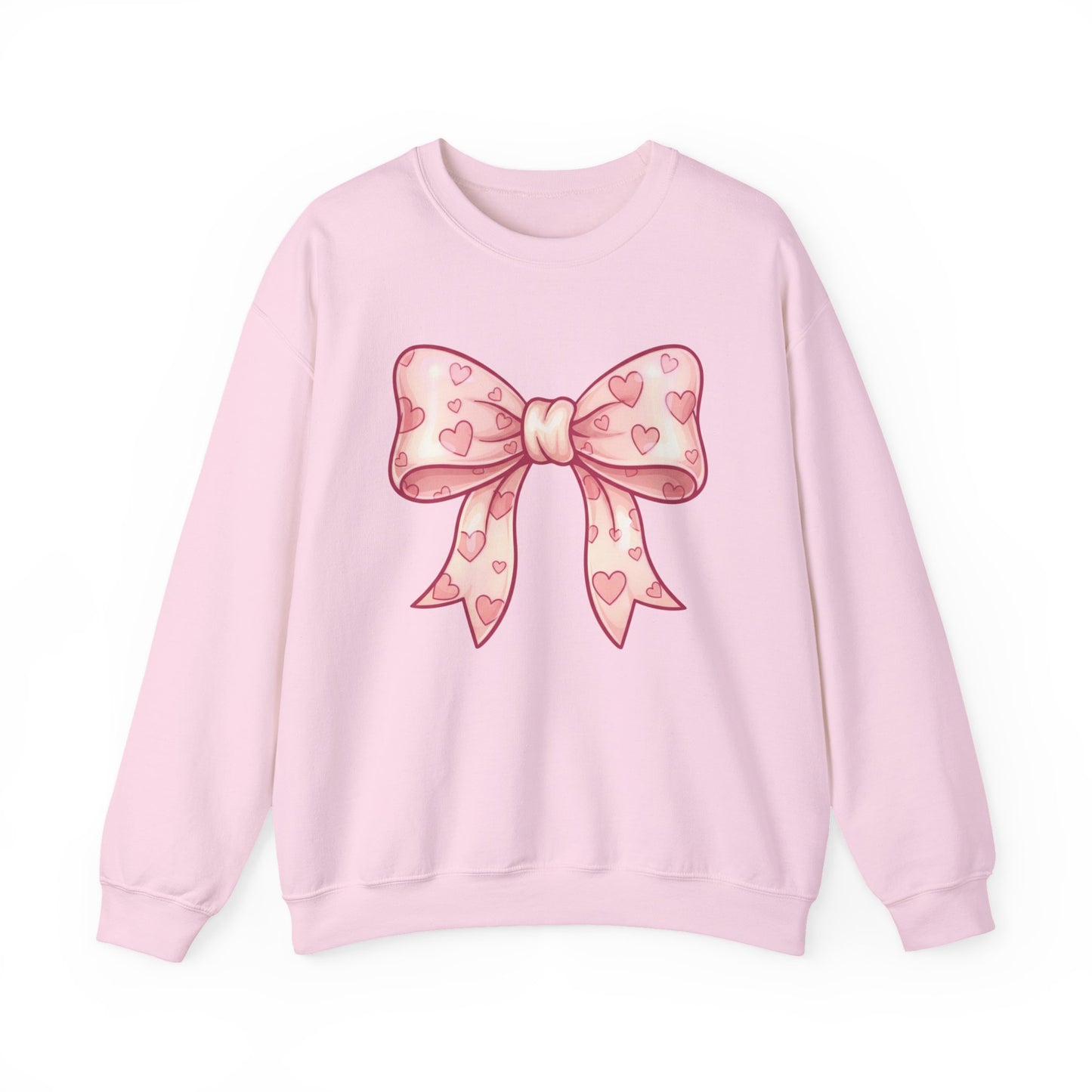 Pink Heart Bow Sweatshirt | Cute Ribbon Graphic Crewneck valentines day