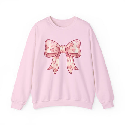 Pink Heart Bow Sweatshirt | Cute Ribbon Graphic Crewneck valentines day