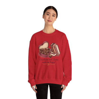 Chocolates and Books crewneck sweatshirt | Book Lover Chocolate Illustration Valentines Day