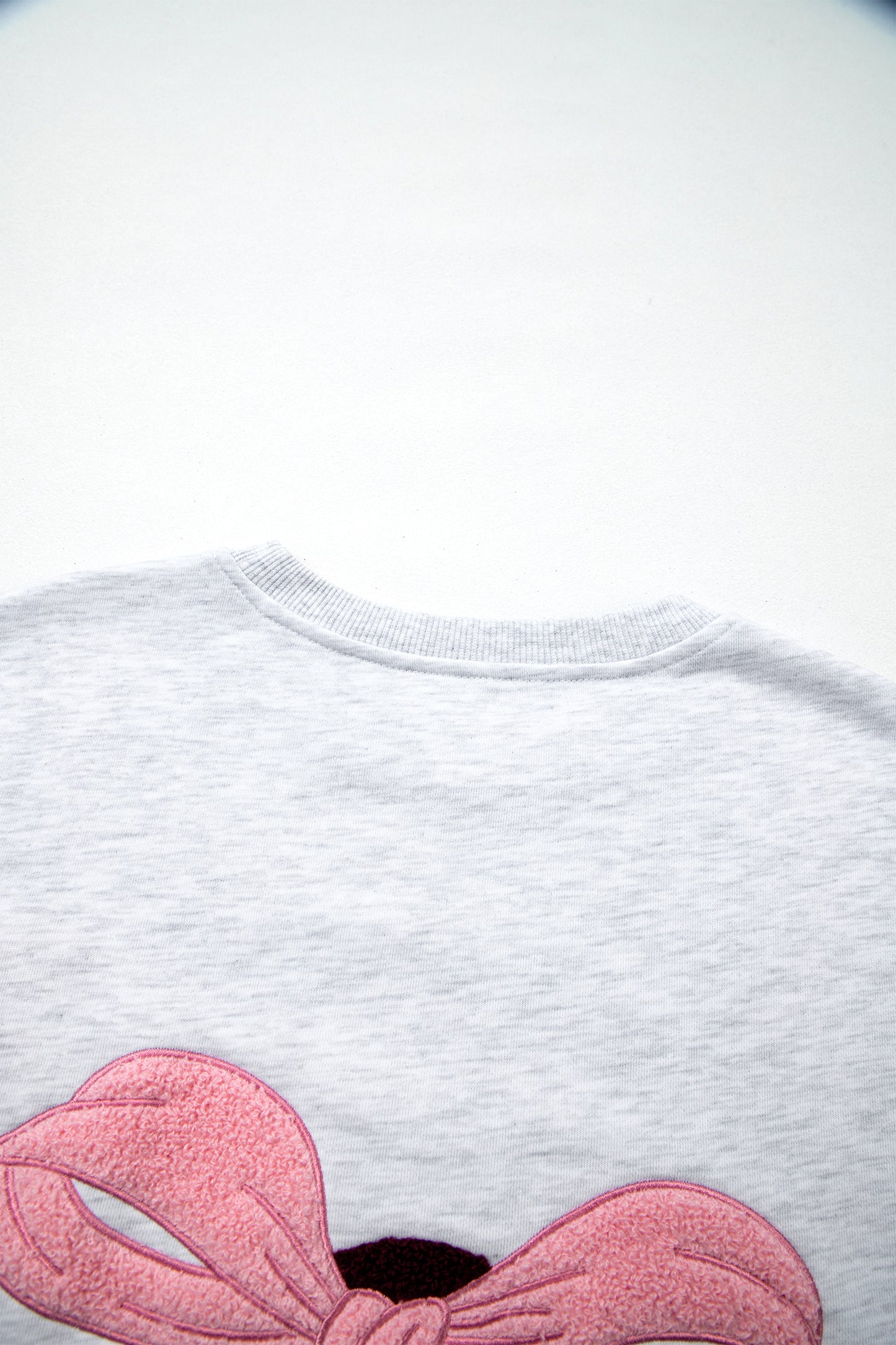 Light Grey Embroidered Football Bow Back Long Sleeve Sweatshirt