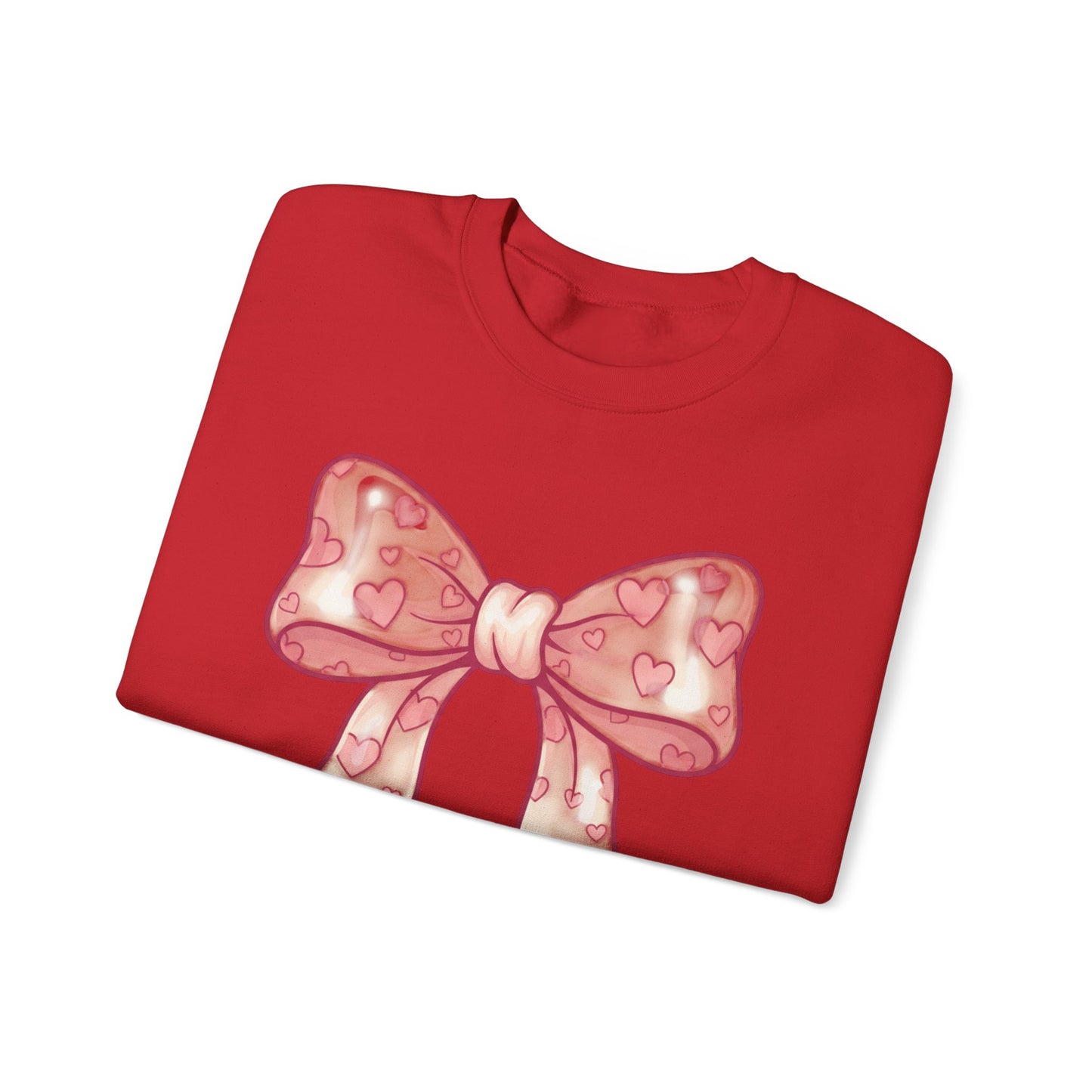 Pink Heart Bow Sweatshirt | Cute Ribbon Graphic Crewneck valentines day