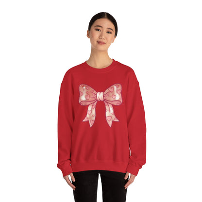 Pink Heart Bow Sweatshirt | Cute Ribbon Graphic Crewneck valentines day