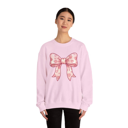 Pink Heart Bow Sweatshirt | Cute Ribbon Graphic Crewneck valentines day
