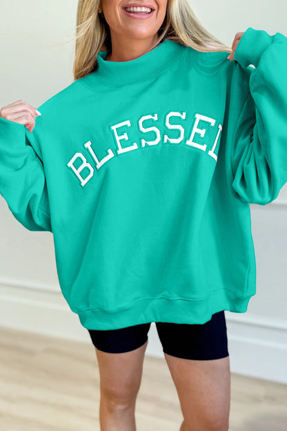 Apricot Pink Oversize Mock Neck Sweatshirt