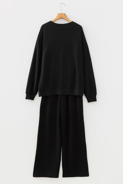 Evergreen JOLLY Corded Long Sleeve Top and Pockets Pants Set