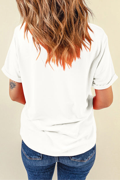 White Floral Easter Bunny Casual Graphic Tee
