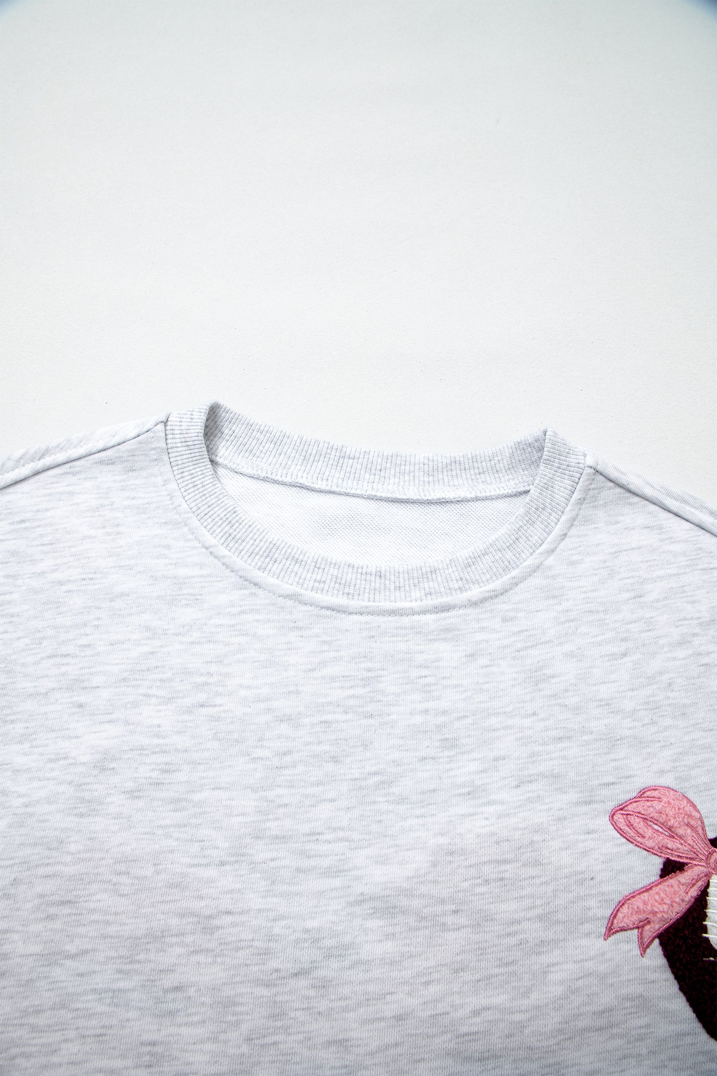 Light Grey Embroidered Football Bow Back Long Sleeve Sweatshirt